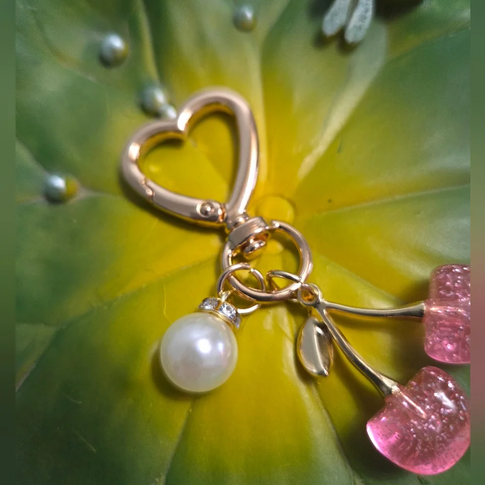 Cherry Blossom Bag Charm/Keychain, Pink, NEW - Picture 7 of 7